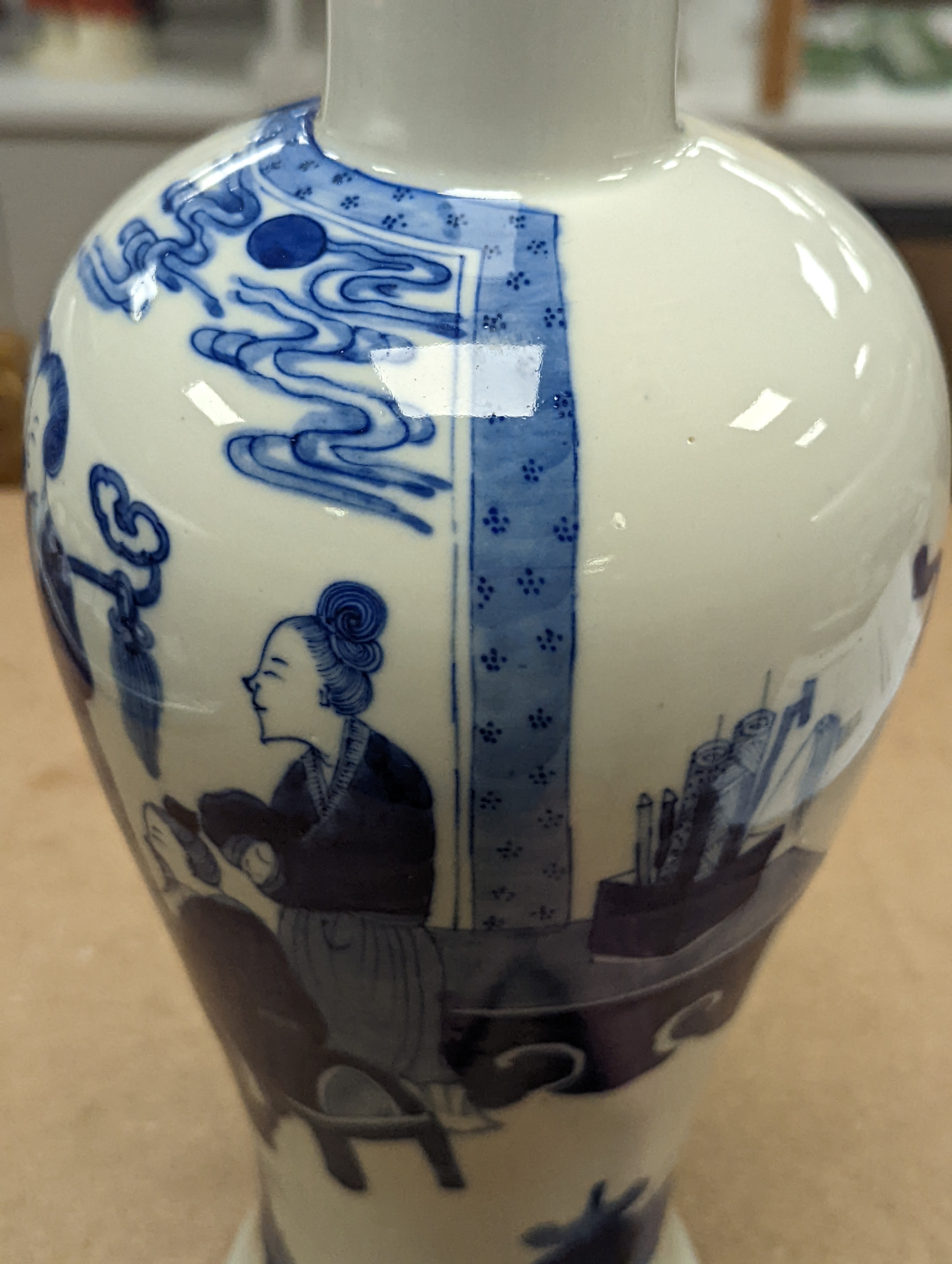 A Chinese underglaze blue baluster vase, 30 cms high.